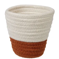 Rangement|Gifi Panier rond bohème coton blanc orange