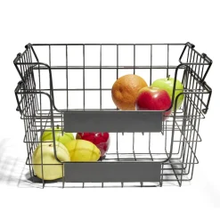 Rangement|Gifi Panier superposable taille S métal noir 34,5x24x14cm