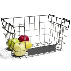 Rangement|Gifi Panier superposable taille M métal noir 34,5x24x19cm