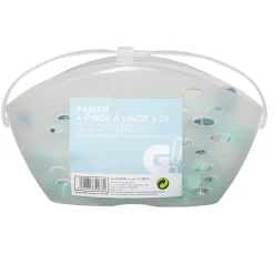 Entretien Du Linge|Gifi Panier transparent et pince à linge x24