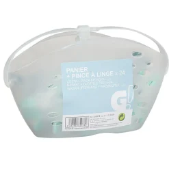Entretien Du Linge|Gifi Panier transparent et pince à linge x24