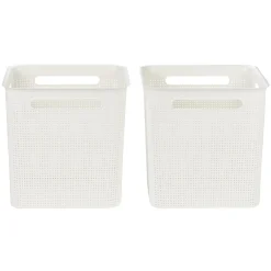 Rangement|Gifi Paniers à linge blancs design perforé 18 L x2