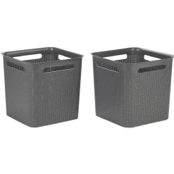 Rangement|Gifi Paniers à linge gris design perforé 18 L x2