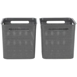 Rangement|Gifi Paniers à linge gris design perforé 18 L x2