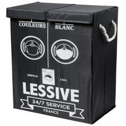 Entretien Du Linge|Gifi Panière à linge 2 compartiments couleurs et blanc