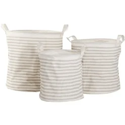 Entretien Du Linge|Gifi Panière à linge coton motif rayures x3