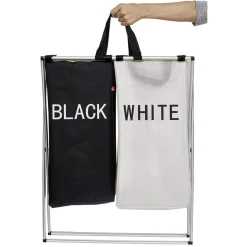 Entretien Du Linge|Gifi Panière à linge de tri blanc noir