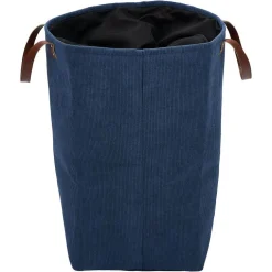 Entretien Du Linge|Gifi Panière à linge 58L avec anses polyester bleu marine effet velours