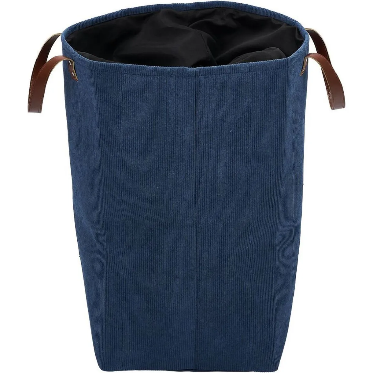 Entretien Du Linge|Gifi Panière à linge 58L avec anses polyester bleu marine effet velours