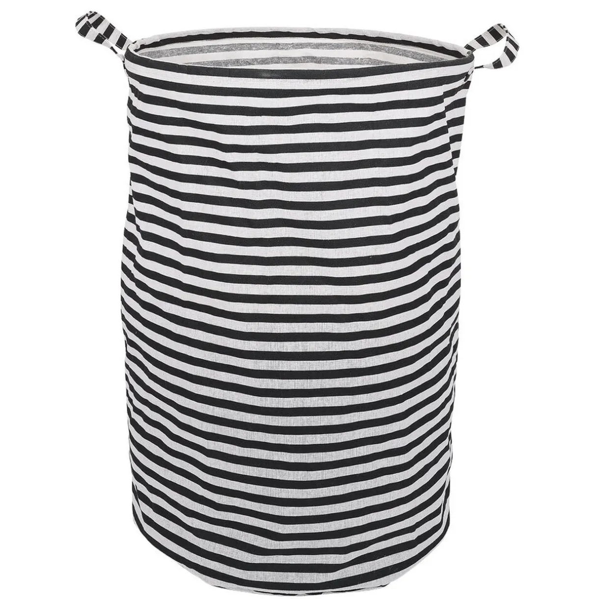 Entretien Du Linge|Gifi Panière à linge 75L blanc rayé noir Ø40xH60cm