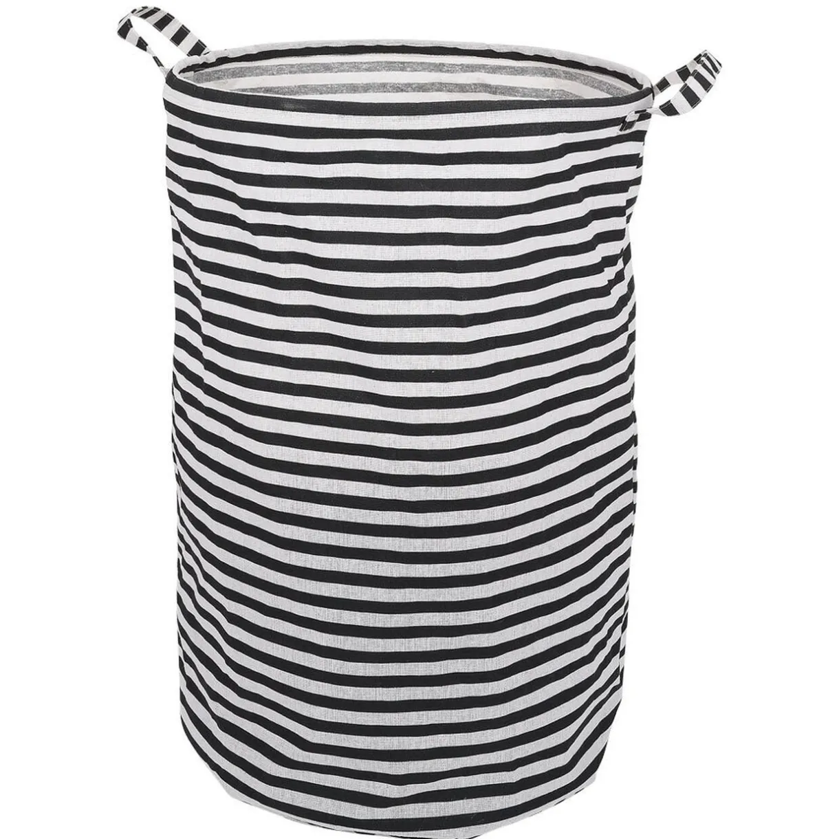 Entretien Du Linge|Gifi Panière à linge 75L blanc rayé noir Ø40xH60cm