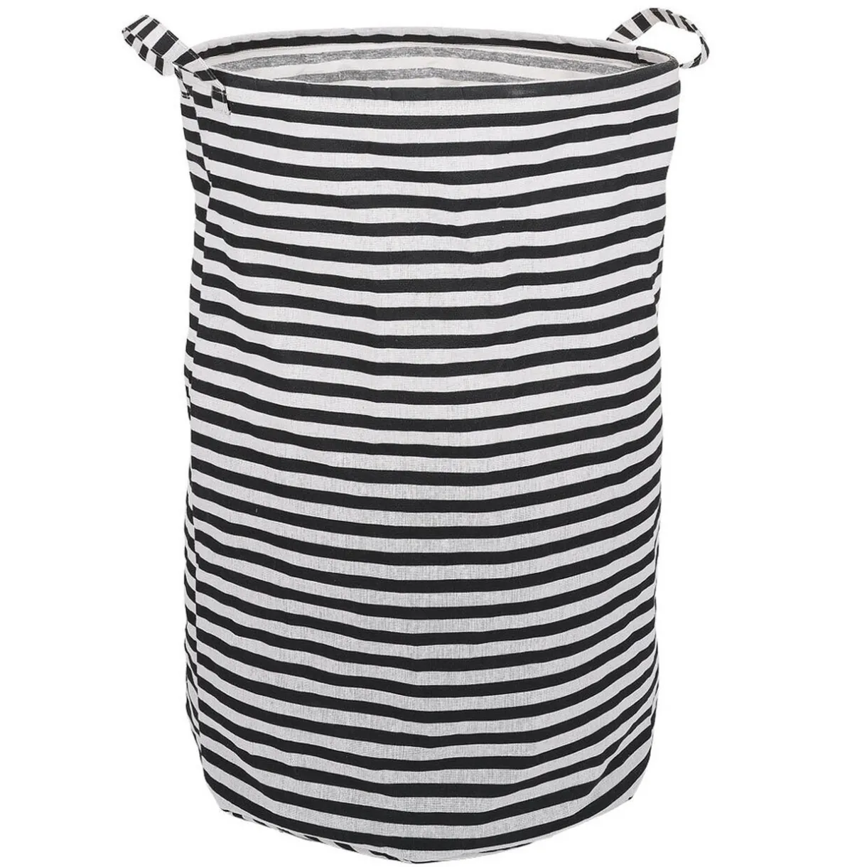 Entretien Du Linge|Gifi Panière à linge 75L blanc rayé noir Ø40xH60cm
