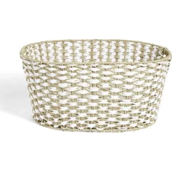 Entretien Du Linge|Gifi Panière à linge 41L 58xH28x43cm jonc de mer beige et blanc