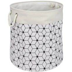 Entretien Du Linge|Gifi Panière à linge souple 72L motifs géométriques polyester beige