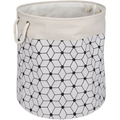 Entretien Du Linge|Gifi Panière à linge souple 72L motifs géométriques polyester beige