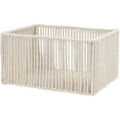 Rangement|Gifi Panière ajouré acier et conton beige - 35x25xH18cm Taille M