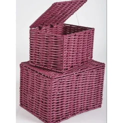 Rangement|Gifi Panière avec couvercle aubergine x2