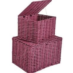 Rangement|Gifi Panière avec couvercle aubergine x2