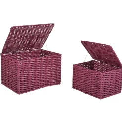 Rangement|Gifi Panière avec couvercle aubergine x2