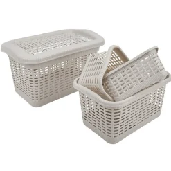 Rangement|Gifi Panière avec couvercle taupe x4