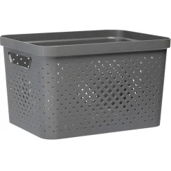 Entretien Du Linge|Gifi Panière bac de rangement ajouré gris 16 L