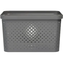 Entretien Du Linge|Gifi Panière bac de rangement ajouré gris 16 L