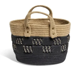 Rangement|Gifi Panière bi-matière noire et naturelle Ø 30 cm