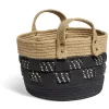 Rangement|Gifi Panière bi-matière noire et naturelle Ø 26 cm