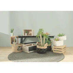 Rangement|Gifi Panière bi-matière noire et naturelle Ø 30 cm