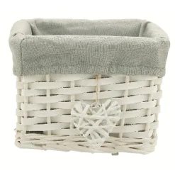 Rangement|Gifi Paniére blanc&gris osier et tissu