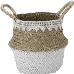 Rangement|Gifi Panière boule en jute bicolore blanc naturel petit modèle