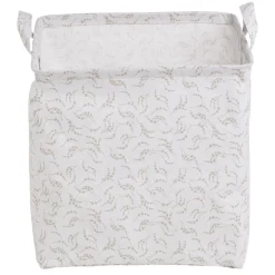Rangement|Gifi Panière Box Cube coton imprimé 31x31x31cm blanc et beige
