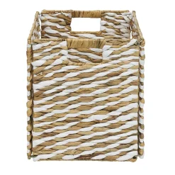 Rangement|Gifi Panière Box Cube jacinthe d'eau naturel et blanc