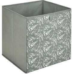 Rangement|Gifi Panière Box Cube motif floral vert et blanc 31x29x31cm