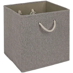 Rangement|Gifi Panière Box Cube tissé gris avec anse en corde
