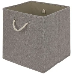 Rangement|Gifi Panière Box Cube tissé gris avec anse en corde