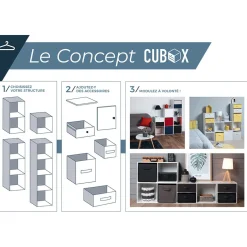 Rangement|Gifi Panière carrée blanche motif géométrique collection Urban 2 Box Cube