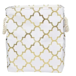 Rangement|Gifi Panière coton couleur crème motifs dorés x3