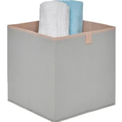 Rangement|Gifi Panière cube gris clair et rose pale