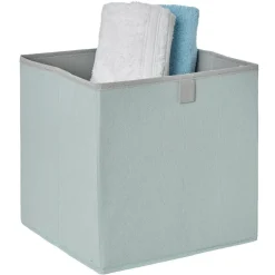 Rangement|Gifi Panière cube vert d'eau et gris clair