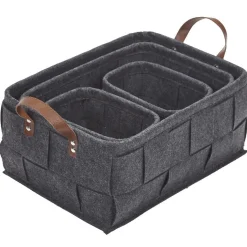 Rangement|Gifi Panière déco feutrine tressée gris anthracite x4