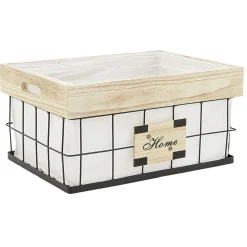 Rangement|Gifi Panière déco naturel blanc et noir avec inscription Home L.40 cm