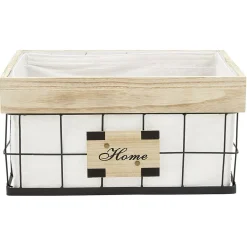 Rangement|Gifi Panière déco naturel blanc et noir avec inscription Home L.40 cm