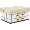 Rangement|Gifi Panière déco naturel blanc et noir avec inscription Home L.35 cm