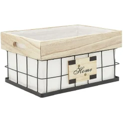 Rangement|Gifi Panière déco naturel blanc et noir avec inscription Home L.35 cm