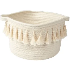 Rangement|Gifi Panière déco pompons blanc naturel