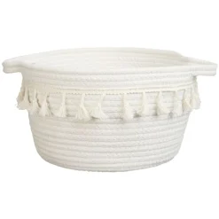 Rangement|Gifi Panière déco pompons coton blanc