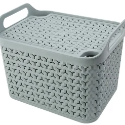 Rangement|Gifi Panière de rangement avec couvercle 24L plastique vert