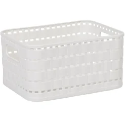 Entretien Du Linge|Gifi Panière de rangement blanche effet tressé 2 L