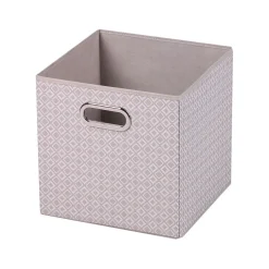 Rangement|Gifi Panière de rangement carrée motif triangle beige et blanc